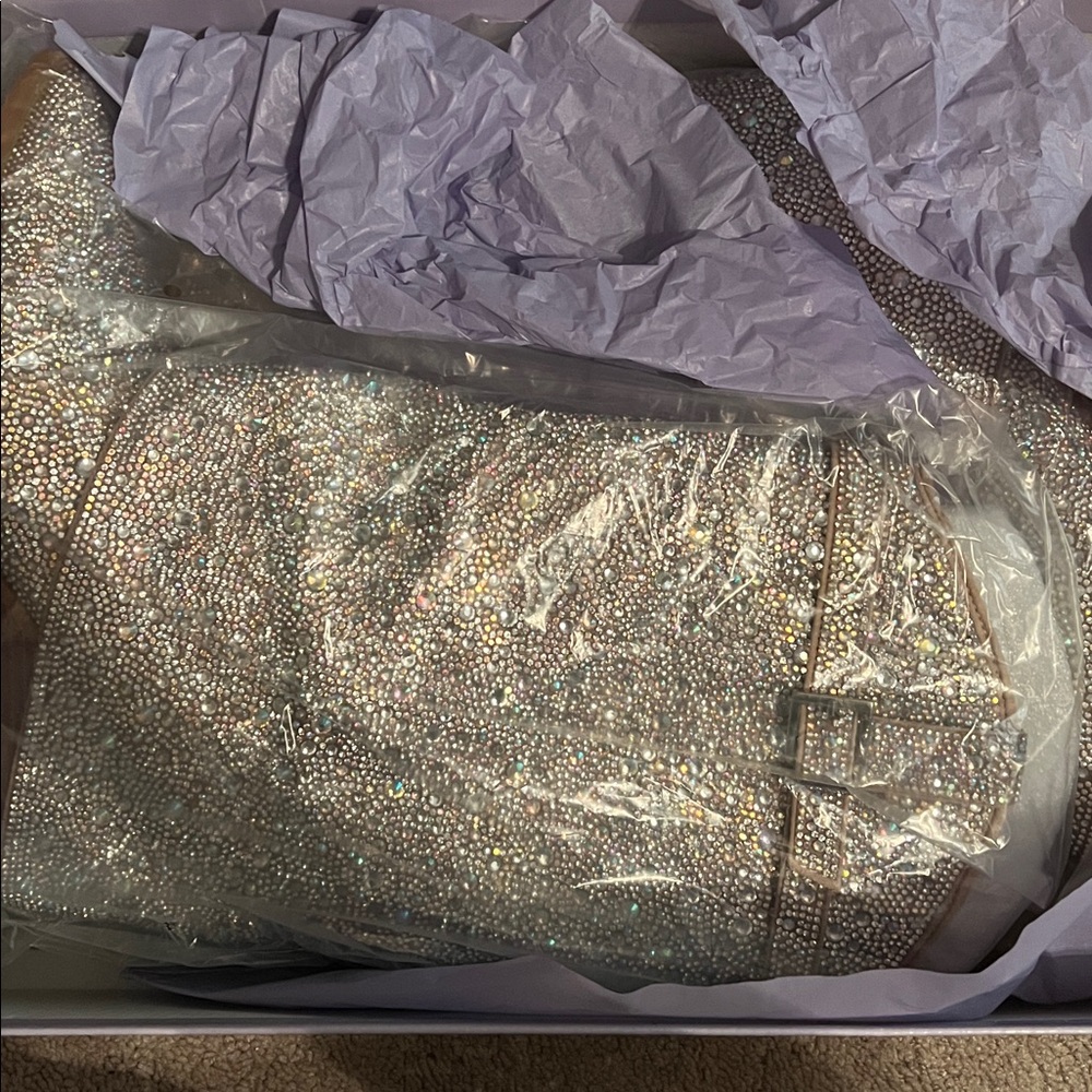 Madden Girl Silver Ankle Boots with Rhinestones - Picture 3 of 4